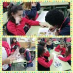 Los alumnos y alumnas de 6º de primaria del Colegio Rafaela María de Valladolid realizan una actividad de cambio de moneda.
