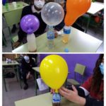 Los alumnos y alumnas de sexto de primaria del Colegio Rafaela María experimentan con una reacción química.